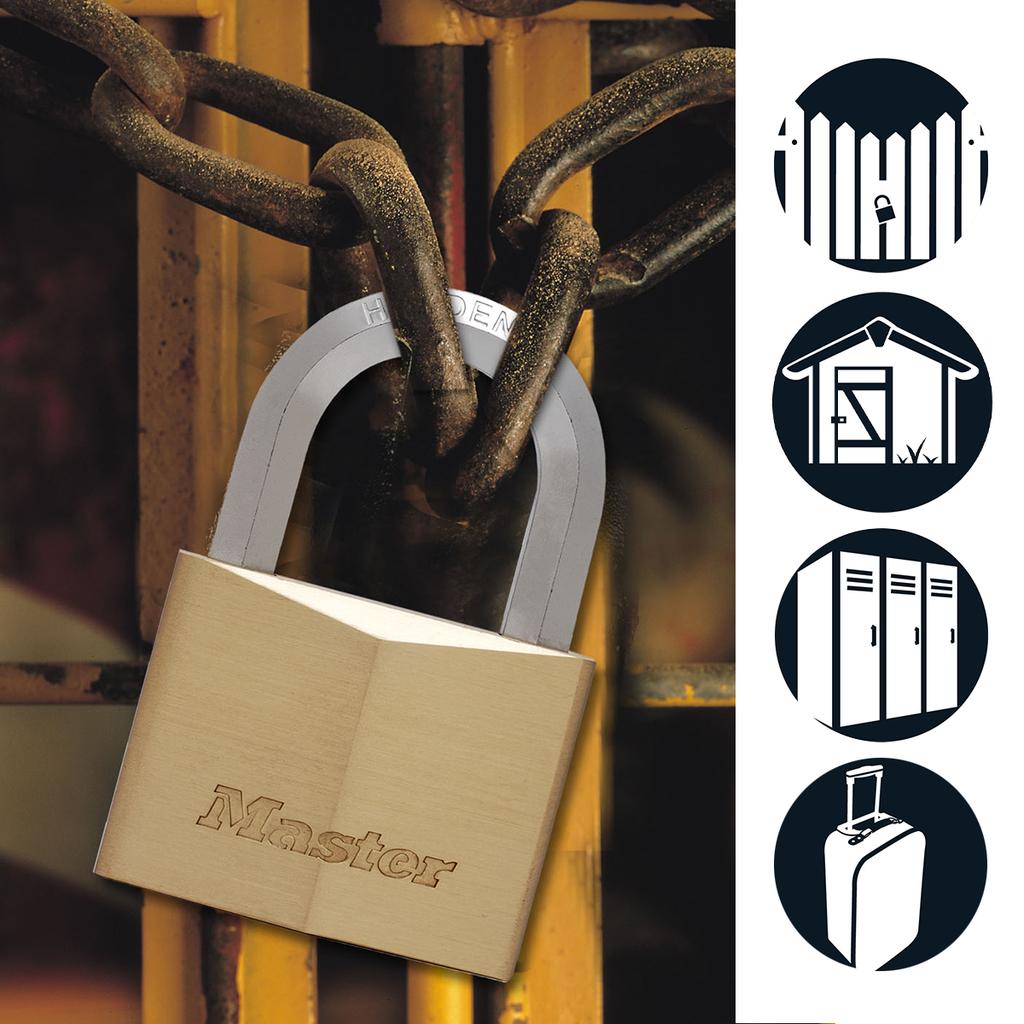 Master Lock Brasse Padlock with Hexagonal Shackle, 60x91x26 mm