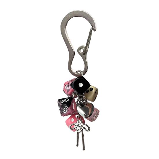Keychain Pendant Dice Charm Lightweight Portable Acrylic Keychain Phone Bag Keyring Smooth Surface Keychain