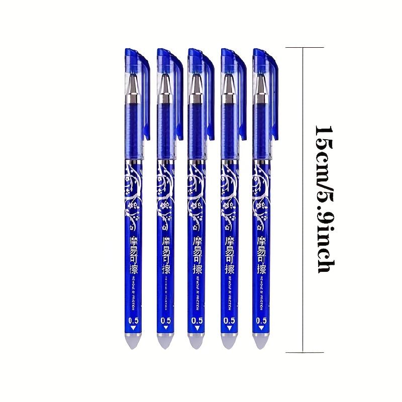 12-Pack Erasable Gel Pens, 0.5mm Blue with Refillable Ink, Magic Erasable Gel Pens with Full Barrel Tip, Heat-Erasable
