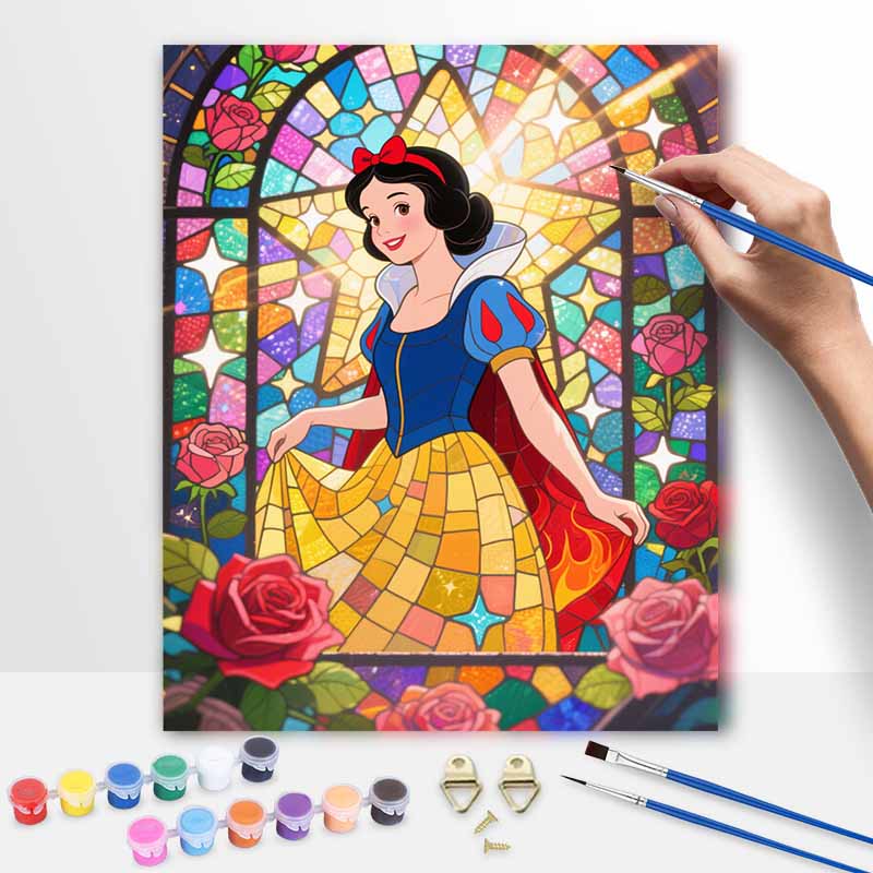 Disney Oil Painting Hand Painting Coloring Painting Handmade Diy Home Decoration Gift Stained Glass Princess Rose