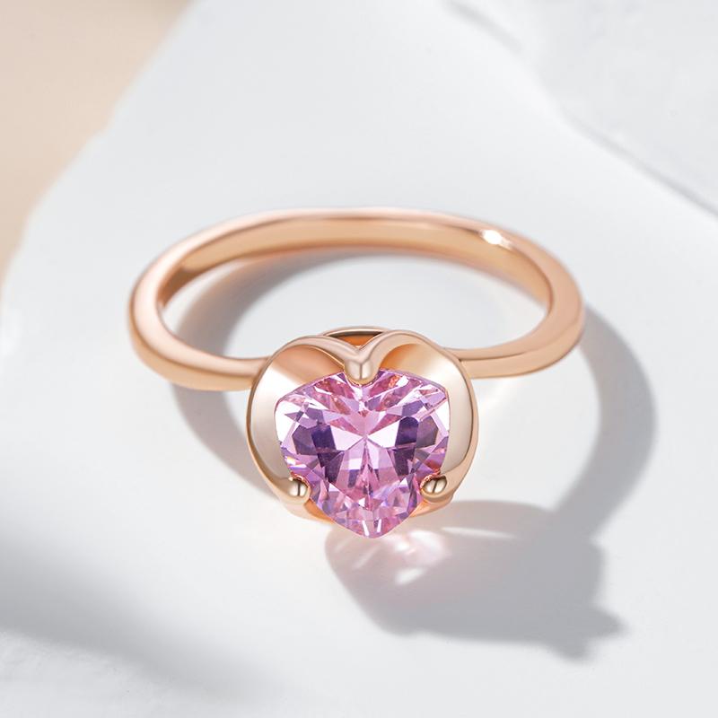 Romantic Pink Natural Zircon Wedding Bridal Rings For Women  Rose Gold Luxury Couple Gift Simple Daily Fine Jewelry