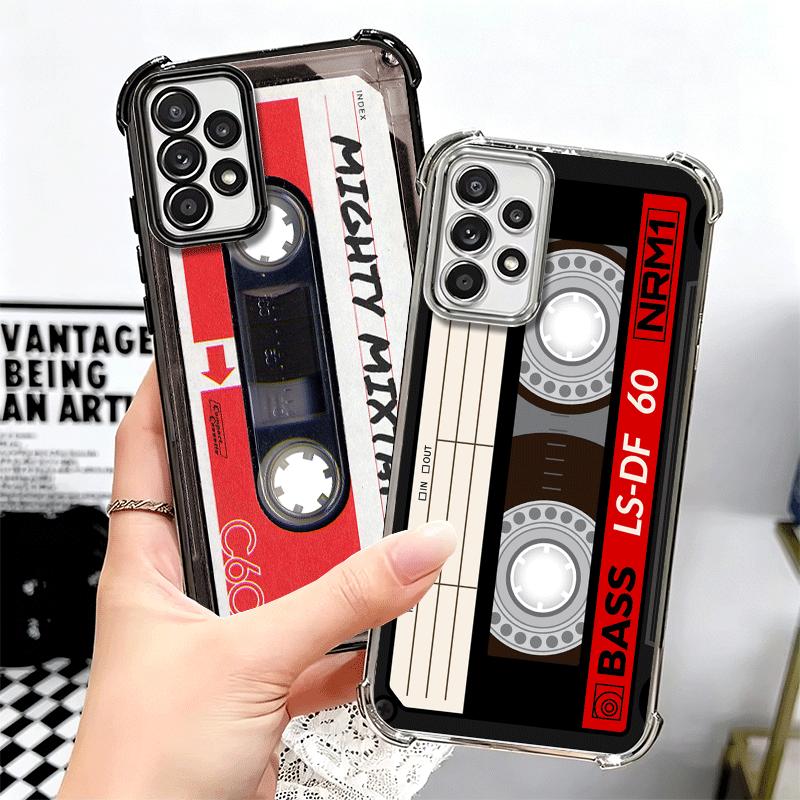Vintage 90S Cassette Tape Pattern Plating Phone Case For Samsung A17 A07 A37 A57 A16 A56 A15 A55 A14 A54 A13 A53 A26 A36 A25 A35