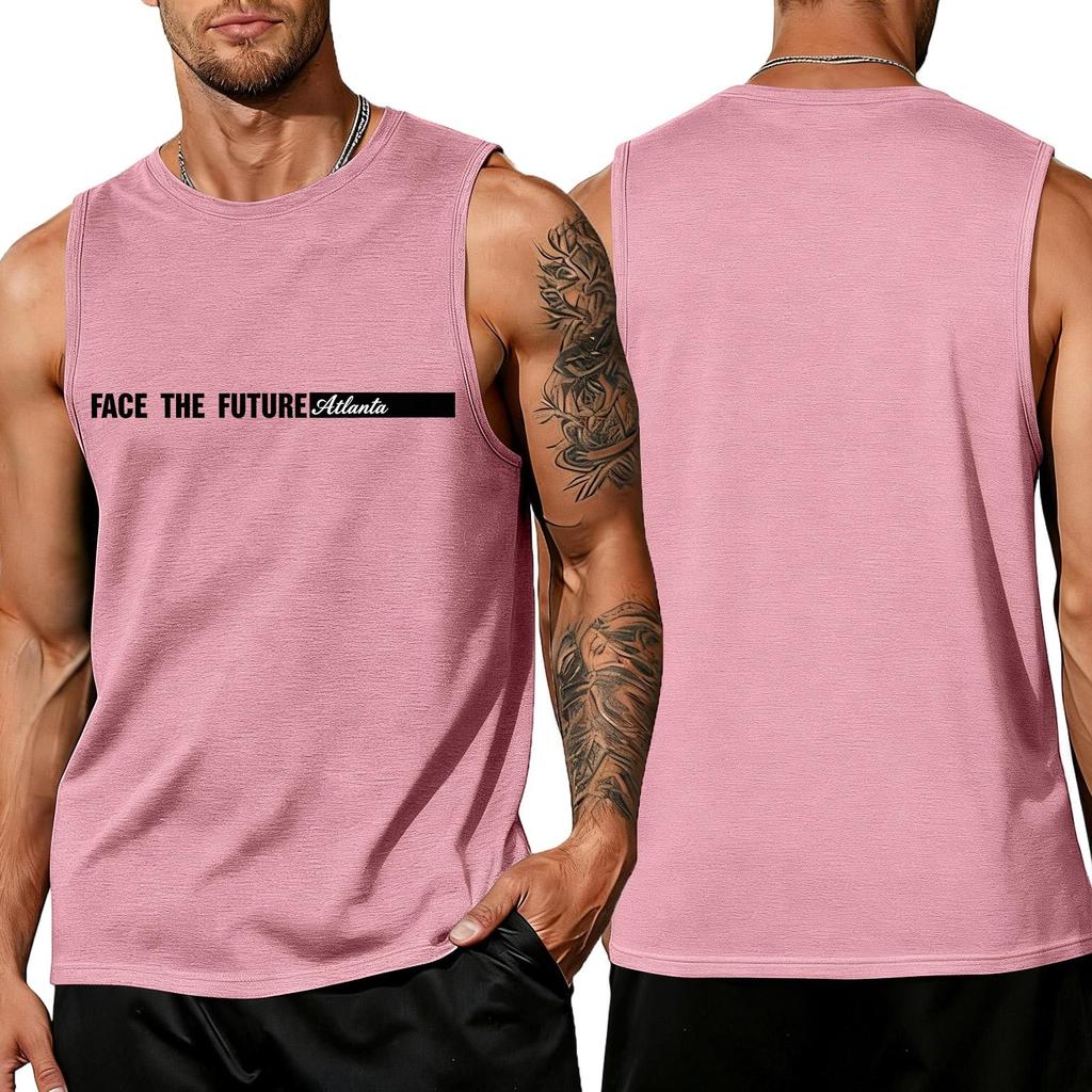 Men's Loose And Casual Trend Letter Pattern Printed Tank Top For Men, Men's Sporty Breathable Sleeveless Top