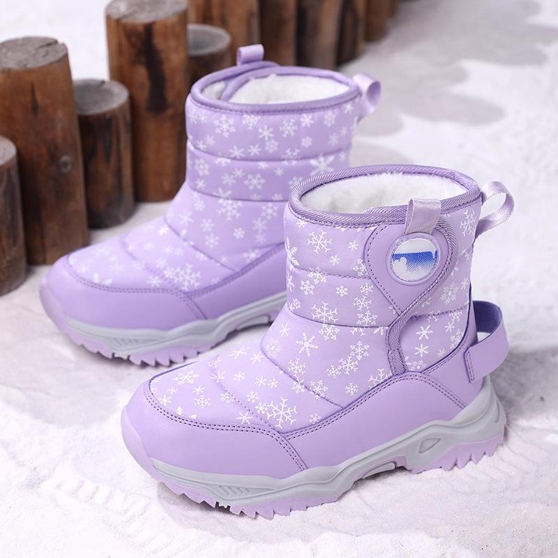 Children's Snow Boots 2025 Winter New Girls' Fur Integrated Waterproof and Non-slip Boys Thickened Cold-resistant Cotton Shoes