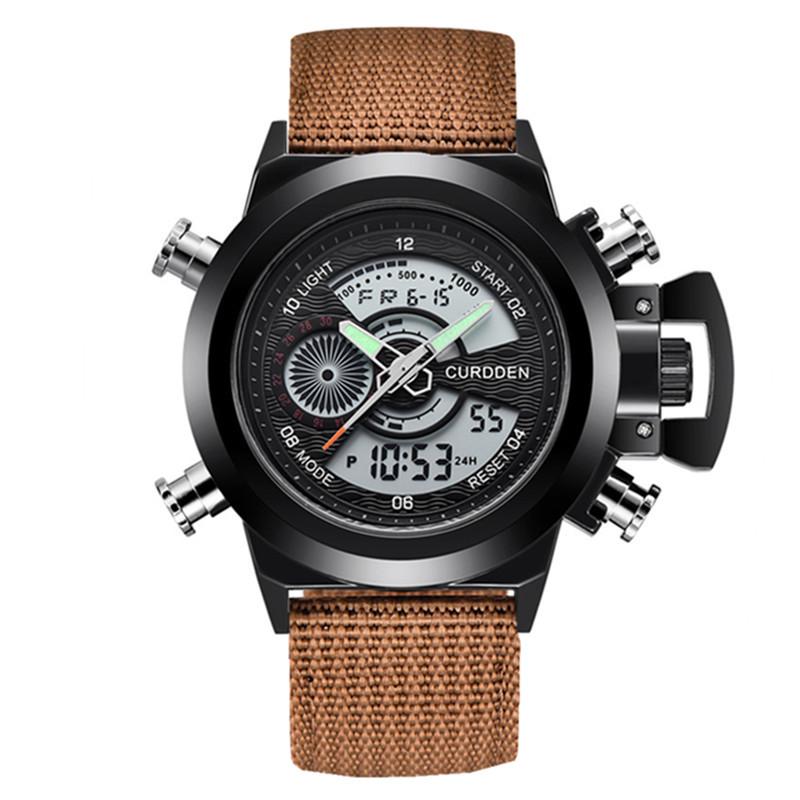 New Men's Multifunctional Dual Display Sport Watch with Stainless Steel Strap