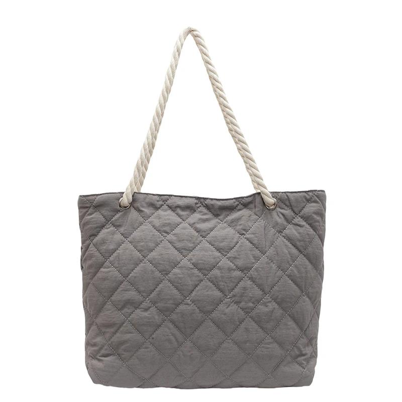 High capacity practical versatile unique youth shoulder bag new simplicity leisure diamond grid cotton clothes large bag