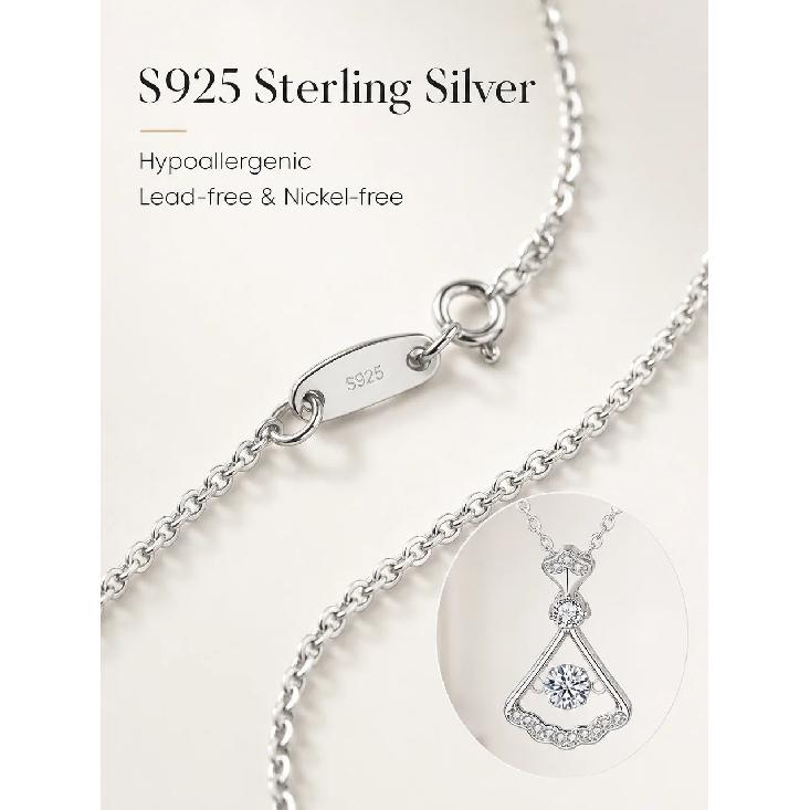 925 Sterling Silver Fan-Shaped Pendant Necklace for Women Korean Style Unique Design Moissanite Dangle Romantic Valentine's Day