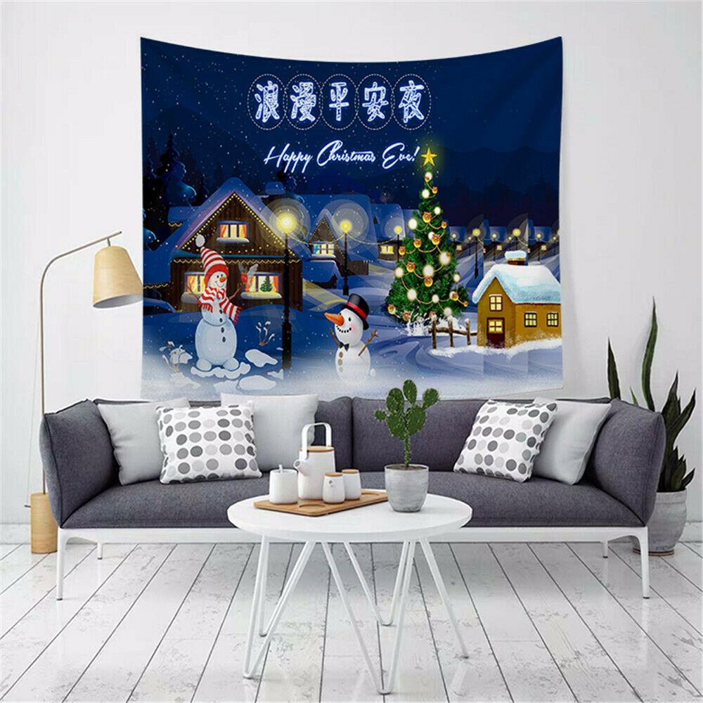 Merry Christmas Tapestry Santa Claus Reindeer Wall Decoration Backdrop Fabric Christmas Party Home Decor Tapestry Tapiz Navideño