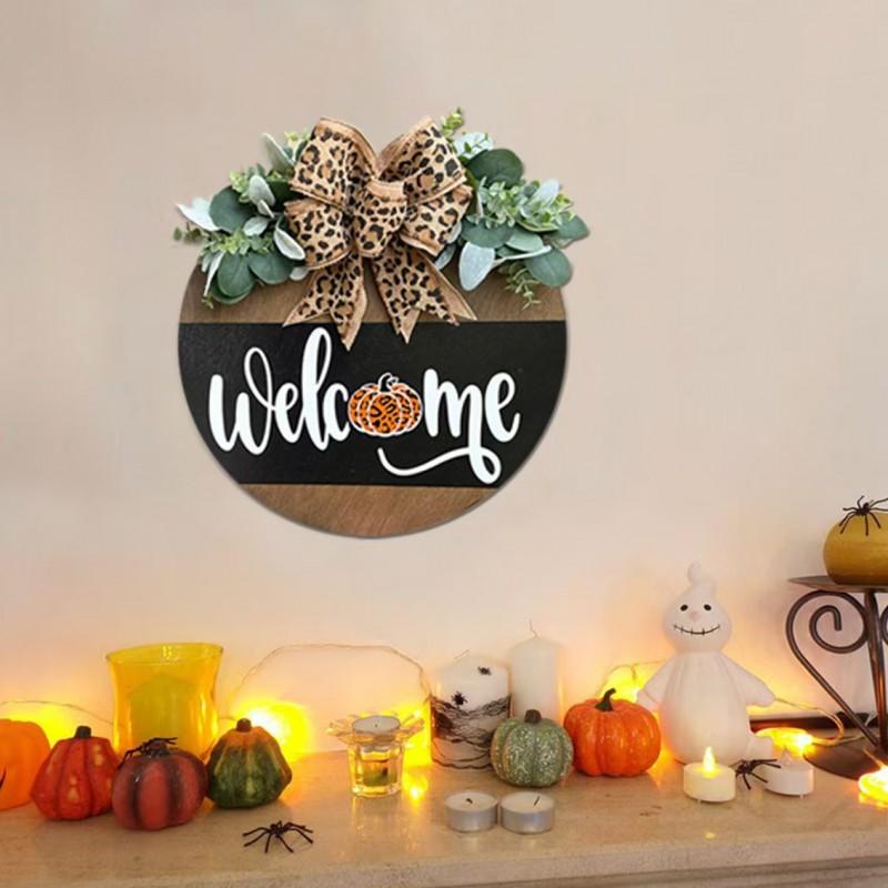 Wooden Christmas Door Sign Decorative Hanging Plaque Holiday Party Front Decoration