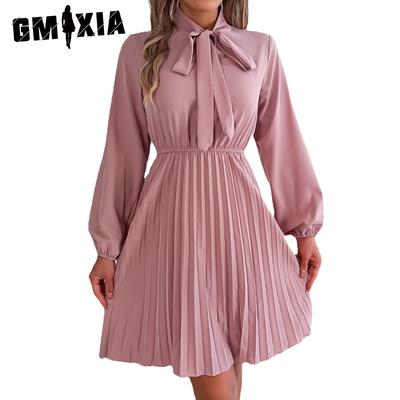Women's Fashion Spring Autumn Long Sleeve V-Neck Slim  Solid Color Cocktail & Evening Dresses