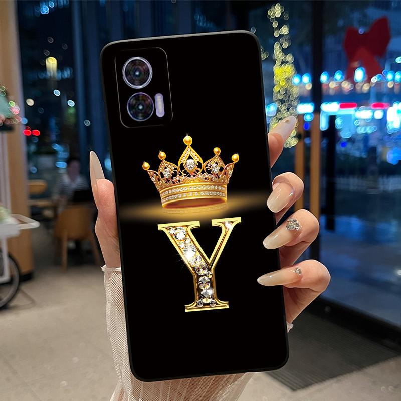 Phone Case For Motorola Edge 30 Lite/Motorola Edge 30 Neo 5G Black Case Shockproof Soft Fashion Letter Crown Cover