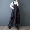 DIMANAF 2025 Autumn Women Plus Size Casual Long Dress Loose Fashion Lady Sleeveless Solid Black Maxi Dress