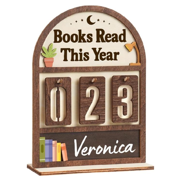 

Books Read This Year Counter Wooden Book Counter Sign Reading Trackers Sign for Bookshelf Decors Gifts for for Book Lover