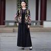 Premium Chinese Ethnic Crackle Pattern Tencel Embroidered Windbreaker for Women - Round Neck Spring/Autumn Coat