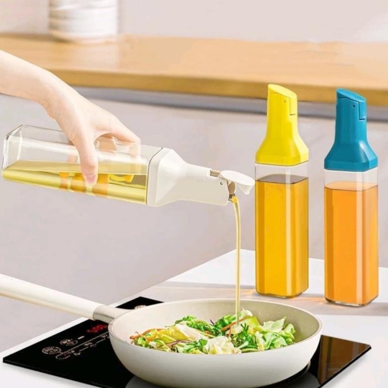 Large Olive Oil Dispenser Bottle Auto Flip Condiment Glass Container Leak Proof Non Stick Oil Vinegar Dispensers Kitchen Gadgets