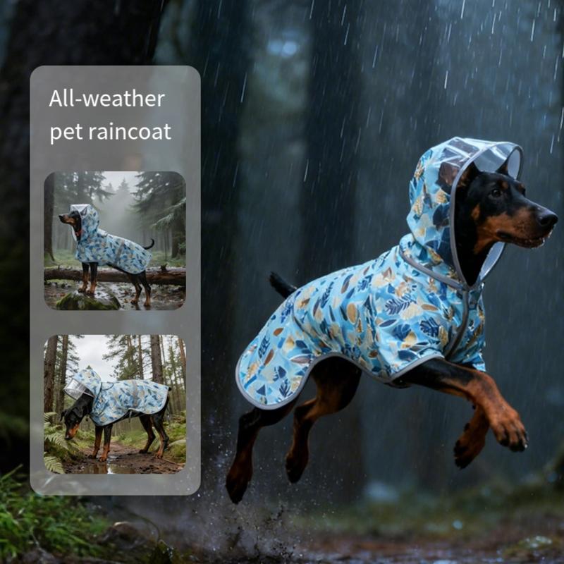 Dog Waterproof Raincoat Ponchos Coat 6 Size to Choose Adjustable Pet Rain Coat Rainwear Walks and Outings