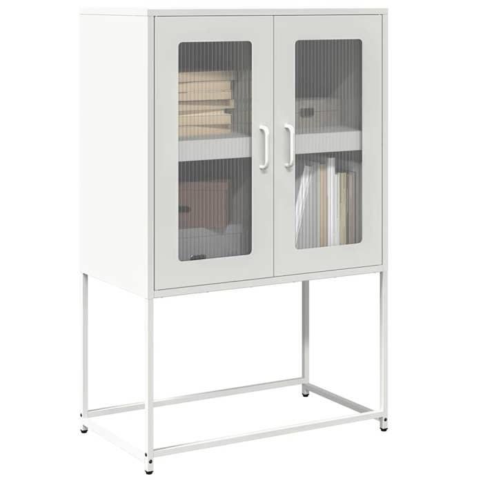 VidaXL Buffet haut blanc 68x39x107 cm acier, armoire, armoire de rangement, buffet haut, armoire latérale, armoire haute, 853379