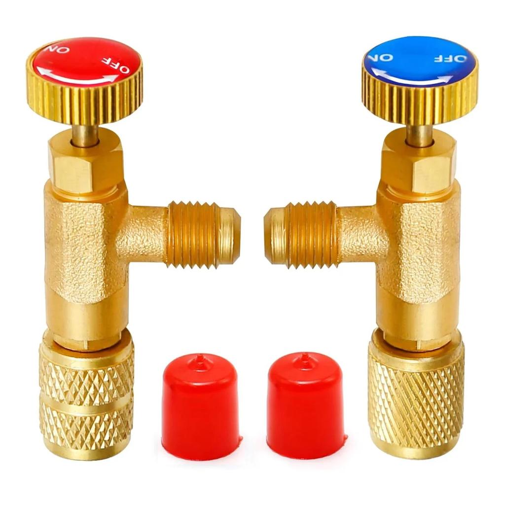 Air Conditioning Refrigerant Safety Valve R410A R22 1/4" 5/16" Refrigeration Charging Safety Liquid Adapter Hand Tool Parts