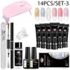 INCONTRARE ATTRAVERSO 14 Pz Set di gel UV poli Kit gel per unghie Crystal Builder Gel colorato trasparente con lampada Gel Smalto per unghie per l'estensione delle unghie