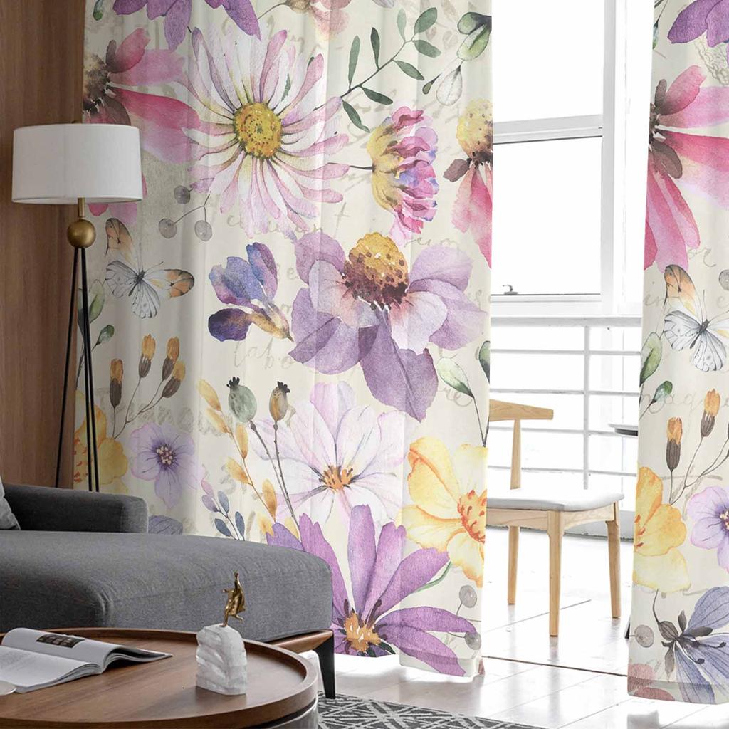 Sommarpastoral bris med växtlöv Fönster tyllgardiner för vardagsrum sovrum hotell lyxdekoration skira gardiner