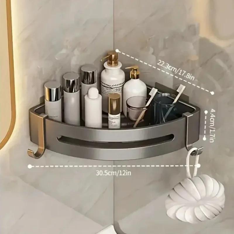 Stainless Steel Bathroom Corner Shelf Wall Mounted Triangle Storage Basket for Toiletries Holder Space Saving