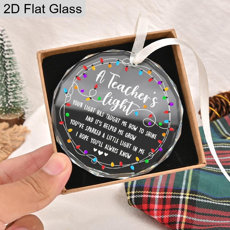 Lehrer-Wertschätzungs-Glasornament, Zitat "Das Licht eines Lehrers" zum Aufhängen, Geschenk zum Lehrertag, Weihnachten, Erntedankfest, Geschenk zum Schulanfang