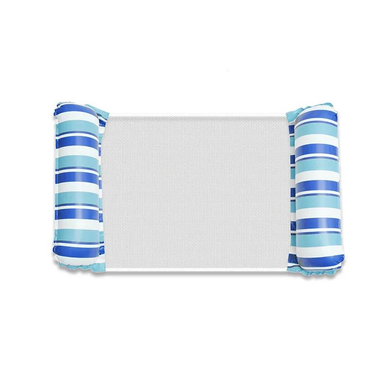 1pcs Inflatable Water Hammock with Mesh Outdoor Water Foldable Striped Floating Bed Water Lounge Chair Pool Party Beach Fun
