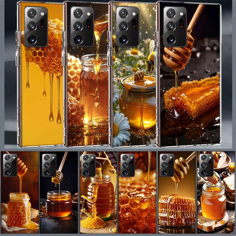 Golden Honey Dripping From Honeycomb Phone Case for Samsung A55 A35 A25 A15 A07 A05S A16 A17 A26 A36 A37 A56 A57 Galaxy Note 20