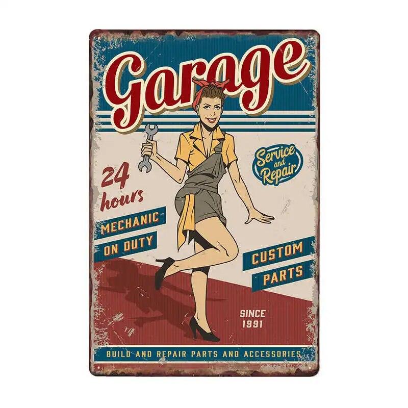 GARAGE FULL SERVICE Vintage Metal Signs Car Garage Retro Poster Bar Wall Decor Plaque Painting Art 20x30 CM