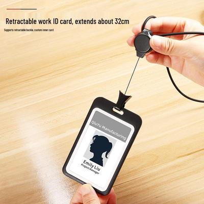 Employee ID Badge Holder with Round Silicone Lanyard, Double-Sided Transparent Card Holder for Work or Campus