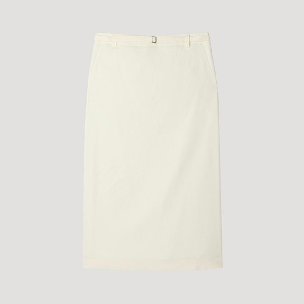 

[She S miSS] Linen Blend Belted Midi Skirt SwwSkp22720 Cr creamy/55