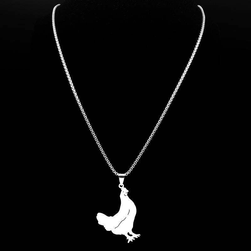 Two Cute Hen Pendant Necklace For Women Men Stainless Steel Gold Silver Color Animal Lover Female Lovely Chain Jewelry Gifts