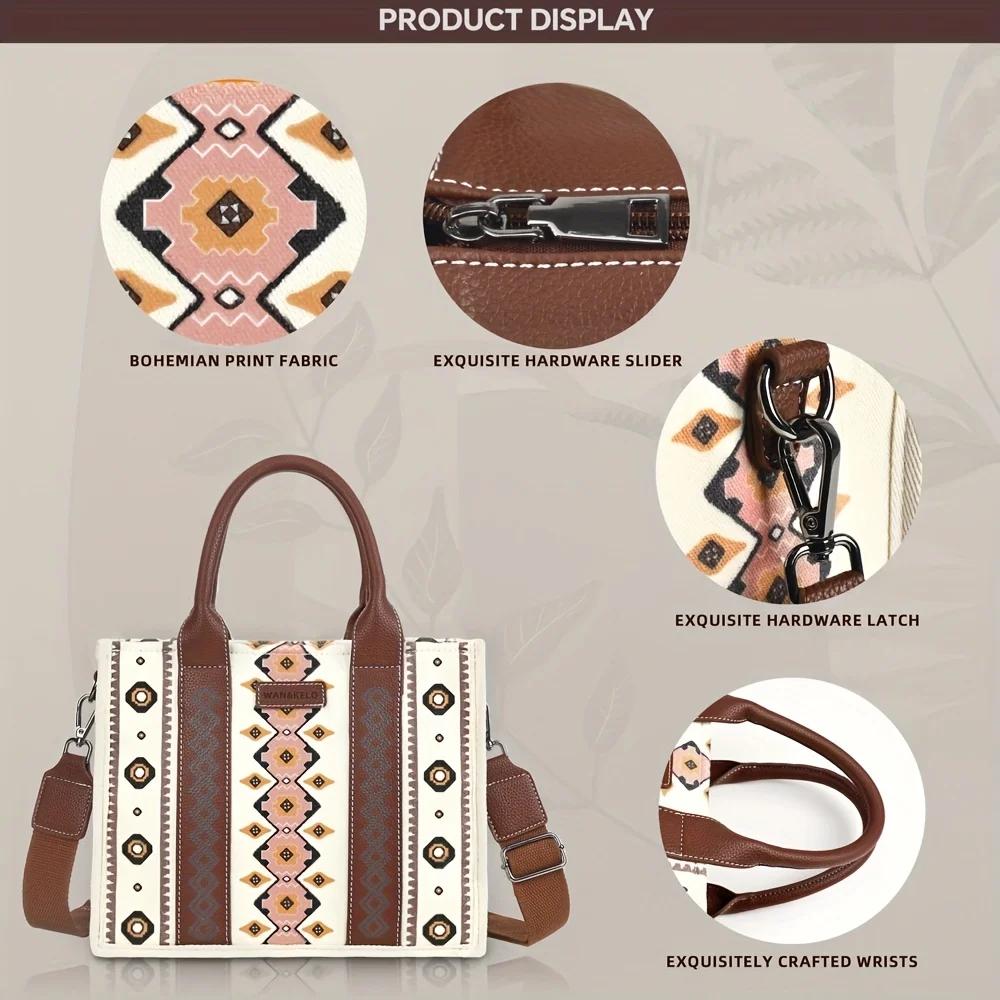Vintage Tote Bag for Women Retro Shoulder Handle Satchel Boho Western Handbag Crossbody Bags