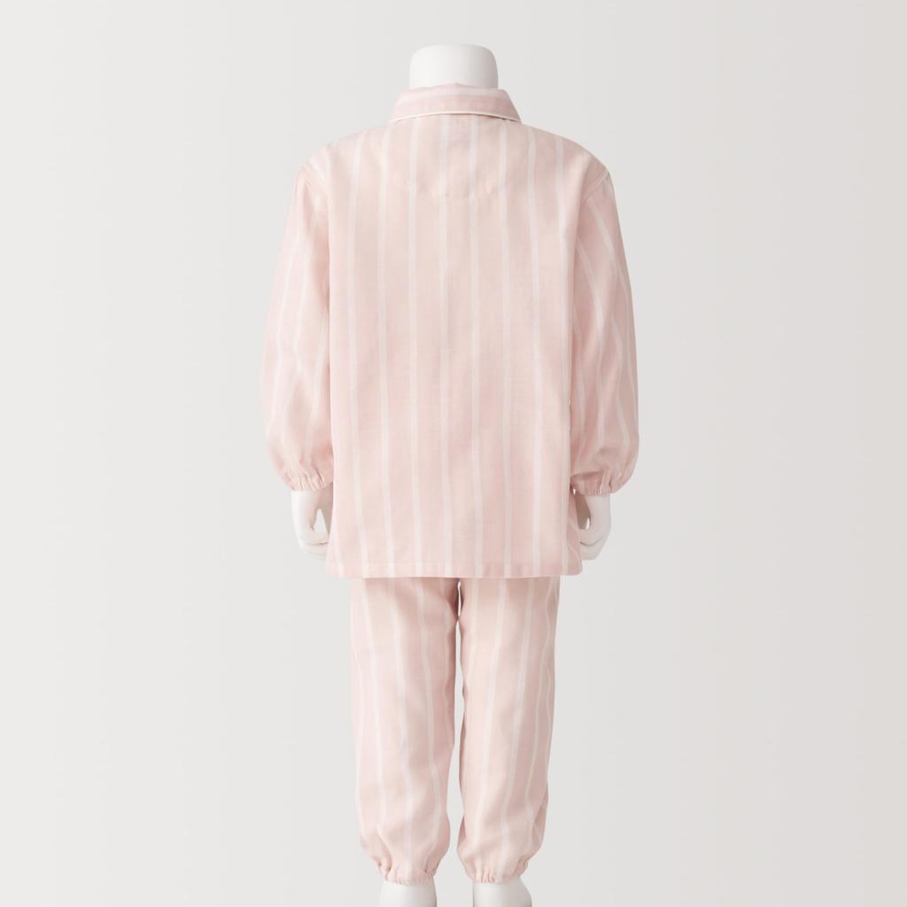 MUJI Baby Double Gauze Changeable Pajamas with No Seams on the Sides, Unisex Baby FEB07A5S Light Pink Stripe, Baby 80-90