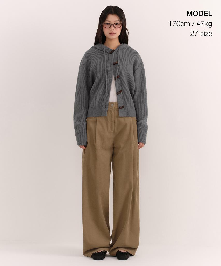 MUSINSA STANDARD WOMAN 11W Corduroy Deep Tuck Wide Pants [Sand Beige]