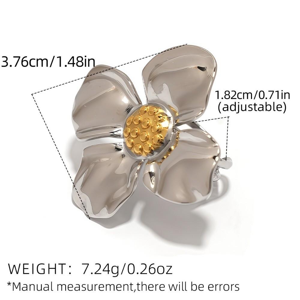 Stainless Steel Oversized Flower Rings Exaggerated Finger Ring  Party Favors