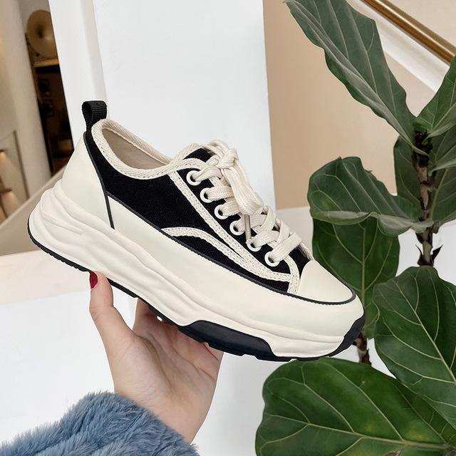 

Модные парусиновые туфли для женщин, повседневная спортивная обувь на толстой платформе, белые кроссовки для женщин, толстая подошва, Tenis Feminino Zapatos Mujer 37 чёрный