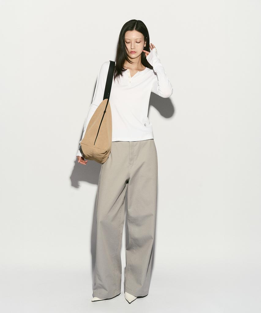 Re Rhee Cowhide Strap Hobo Bag Beige