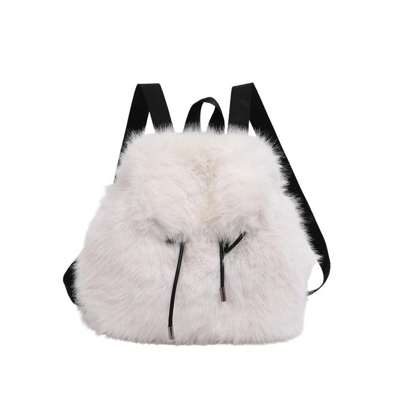 New personalized small and fresh portable plush backpack commuter pump fashionable simple street travel bag