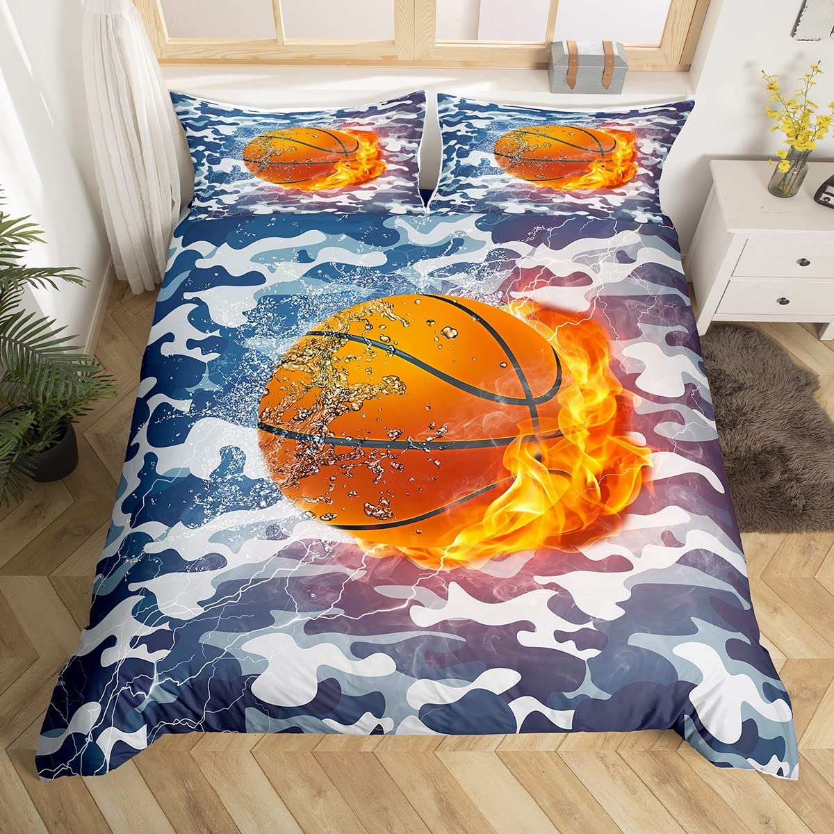 

Basketball Duvet Cover Set Sports Theme Bedding Set For Boys Teens Men With Motivated No Failure Pattern Soft Comforter Cover EU single(135x200cm)