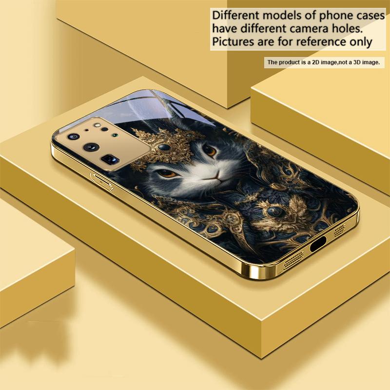 The Tiger of the Crown For Samsung Galaxy S20 FE S21 S22 S23 Plus S24 Ultra 25Ultra S21+ S9+ S22Plus Golden Glass Phone Case