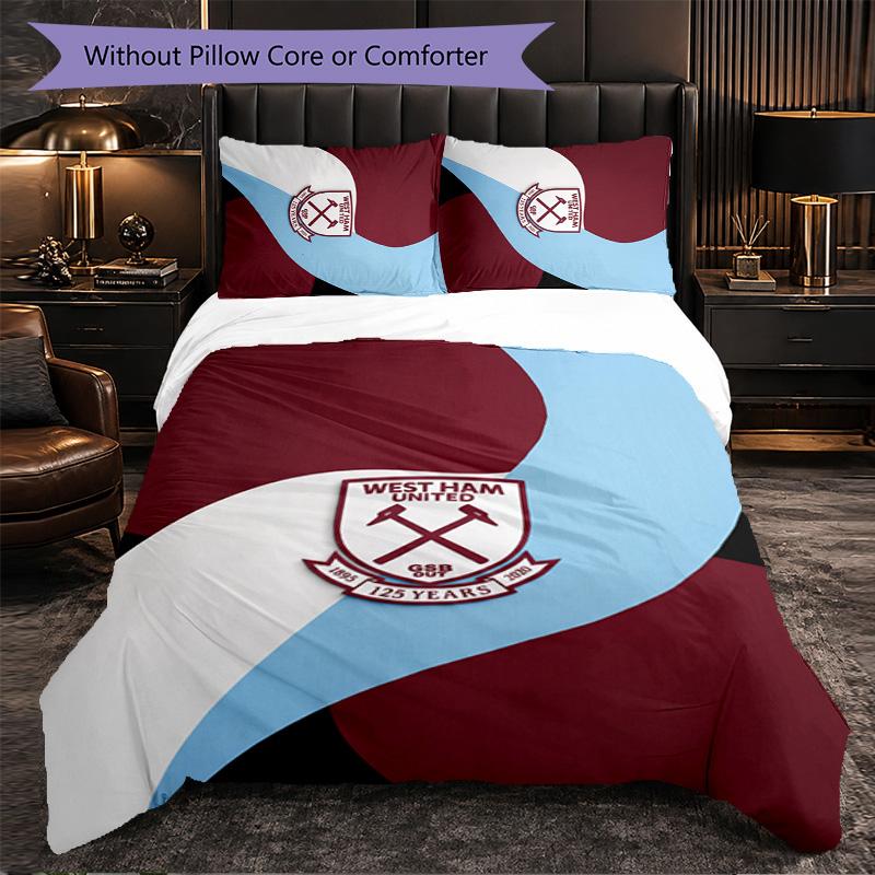 West Ham United Calcio Set Biancheria da Letto 3 Pezzi Morbido Set Copripiumino con Federe Set Decorazione Camera da Letto per la Casa