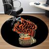 1pc Flame Bones Skull Office Round Area Rug, Indoor Mat Suitable For Office, Under Office Chairs Bedroom Living Room Home Decor, Room Deco
