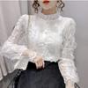Women's Lace Cardigan: 2025 Spring/Autumn Style, Velvet-Enhanced, French Stand Collar, Long-Sleeve Top