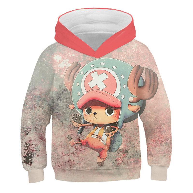 Autumn New One Piece Printed Children Pullover Anime Hot-blooded Cartoon Adventure Versatile Hooded Sweatshirt For Men and Women