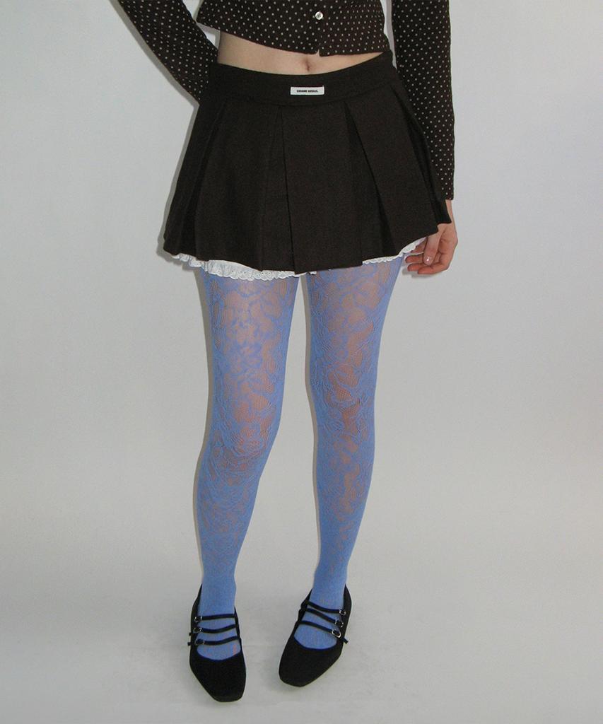 Crank Lace Layered Pleated Skirt_Brown