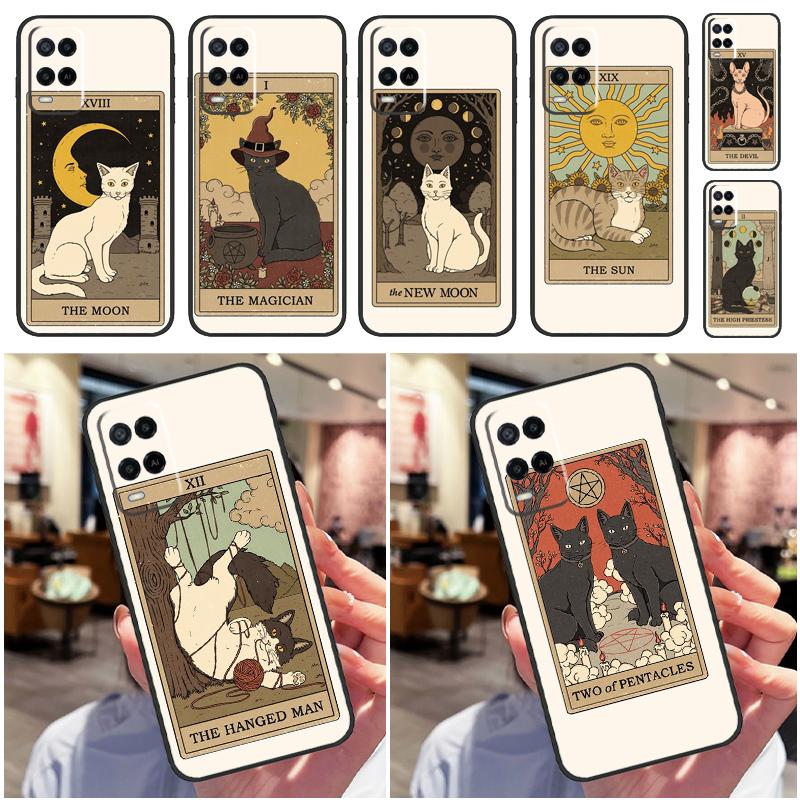 Tarot Card Cute Art Cats For Oppo A58 A18 A38 A78 A98 A17 A77 A80 A40 A60 A16 A76 A96 A74 A94 A54 A15 A57S Phone Case