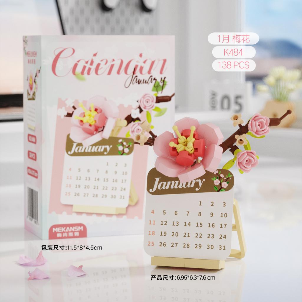 Kreativer Kalender Blumen Bausteine Mikrosteine Lernspielzeug Für Kinder Geschenke Schreibtisch Dekoration