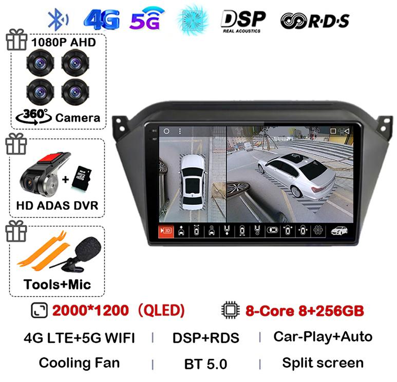 Android 14 Wireless Carplay Auto WIFI+4G For JAC S2 t40 2015 2016 2017 2018 Car Radio Video Player GPS Multimedia Stereo Audio