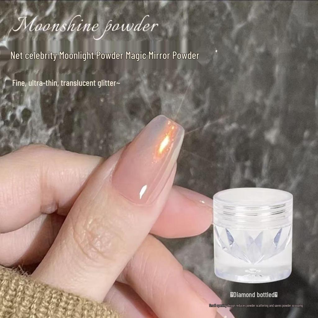 Sunset Gold Moonlight Nail Mirror Powder - Neon Pink Aurora Pearl
